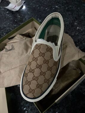 Gucci Brown/Beige GG Canvas Slip-On Loafer